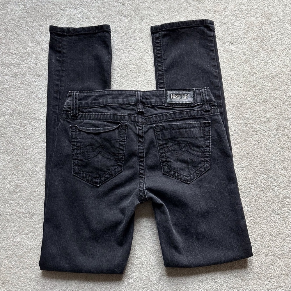 Miss Me Black Embroidered Pocket Skinny Jeans
